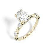 Oval Shaped Hidden Halo Engagement Ring with Diamond Band by Allure